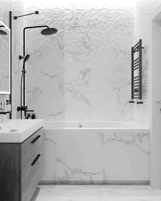Фото Мраморная ванная комната - стильные цветовые решения ванной