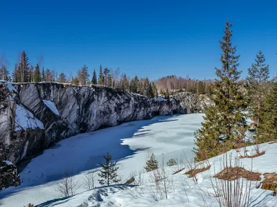 Зимний пейзаж: Картинки Мраморного каньона в зимнем убранстве