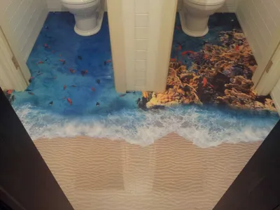 Фотография наливного пола в ванной в HD качестве