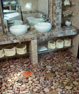 Арт-фото ванной комнаты с наливным полом
