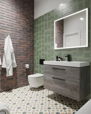 19) Творческий подход к дизайну: фотографии настенной плитки в ванной комнате