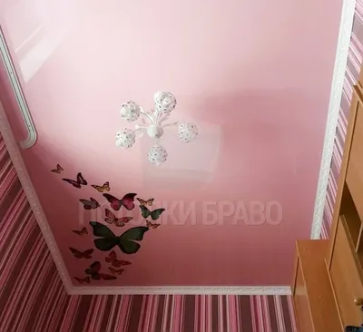 Натяжной потолок с бабочками  фото