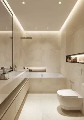 Дизайн ванной с натяжными потолками: фотографии