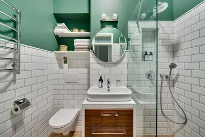 Фото небольших ванных комнат с использованием зеленых растений