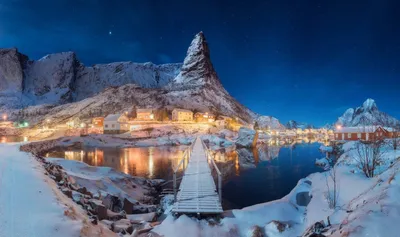Белоснежные чудеса: Зимние фьорды Норвегии в высоком разрешении