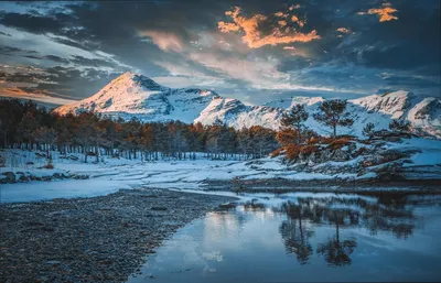 Ледяные картины: Зимние фотографии фьордов в PNG формате