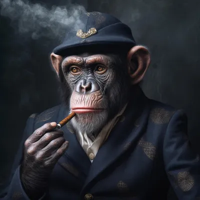 Фотография обезьяны с сигаретой в 4K разрешении.