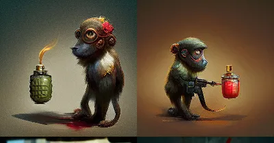 HD фотография обезьяны с гранатой