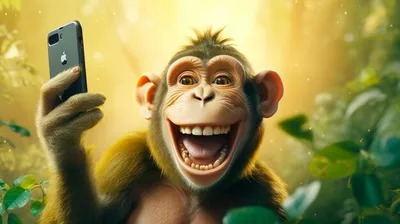 Виртуозные обезьяны: фото зверей с телефонами