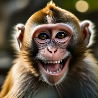 Момент счастья: улыбающаяся обезьяна на заднем плане