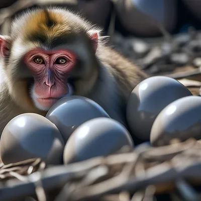 Веселые обезьяны с яйцами: необычные моменты на фото