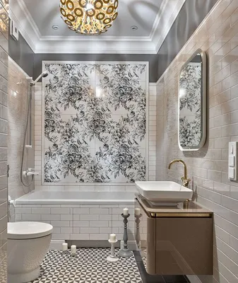 Фото ванной комнаты с облицовкой плиткой в формате WebP