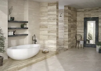 Вдохновение для дизайна: однотонная плитка в ванной