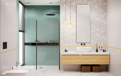 Минимализм в дизайне ванной: однотонная плитка на фото