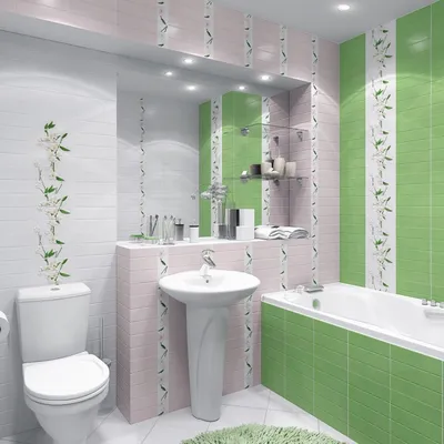 Фото ванной комнаты с плиткой в арт-стиле