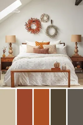 Спальня в оранжевых тонах: Фотоальбом стильного интерьера