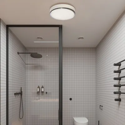 Ванная комната: фото с использованием разных форм светильников