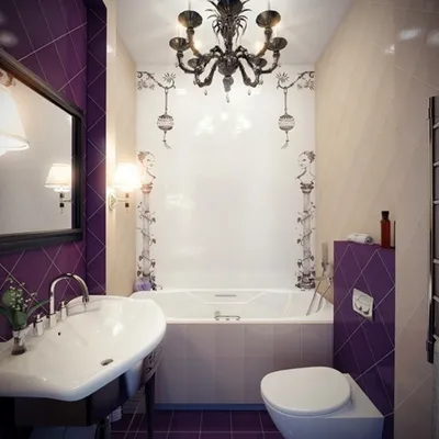 Фото отделки маленькой ванной комнаты плиткой с разными узорами