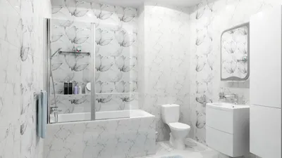 Фото отделки маленькой ванной комнаты плиткой с использованием плитки разных текстур