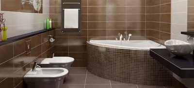Фото ванной комнаты с кафельной отделкой и современной атмосферой
