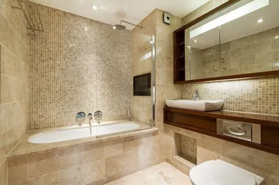 22) Фото ванной комнаты с плиткой в морском стиле