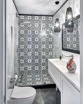 Фото отделки ванной комнаты с душевой кабиной в полном HD качестве