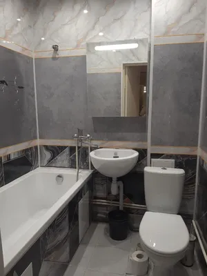 Фото ванной комнаты с пластиковыми панелями в классическом стиле