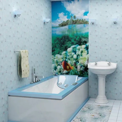 Фото ванной комнаты с пластиковыми панелями в ретро стиле