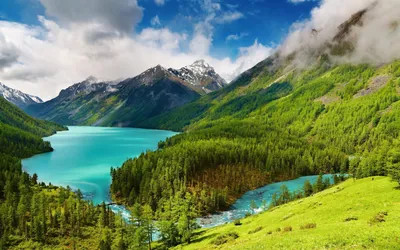 Фотк озера в горах, создающая атмосферу покоя