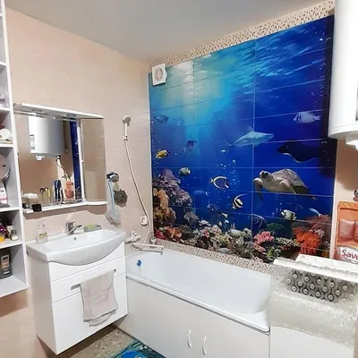 Фото панно для ванной комнаты с морскими обитателями