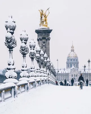 Зимний Париж: красивые фотографии снежного города