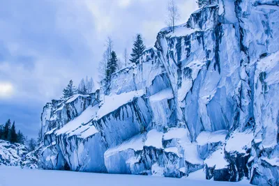Зимний пейзаж в Парке Рускеала: Фото для скачивания в JPG, PNG, WebP