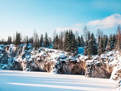 Зимняя красота в объективе: Фото Парка Рускеала в высоком разрешении
