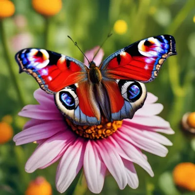 Фотография павлиний глаз бабочки высокого разрешения