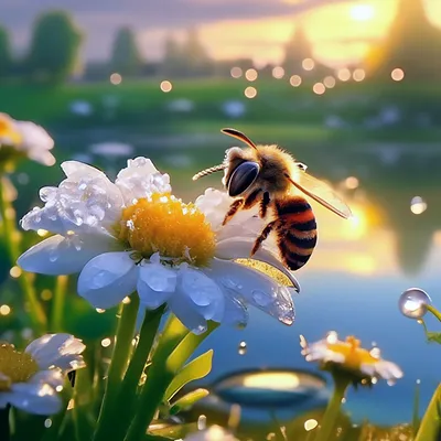 Пчелы на цветах: удивительные моменты из жизни насекомых