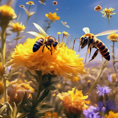 Пчелы на цветах: новые фото