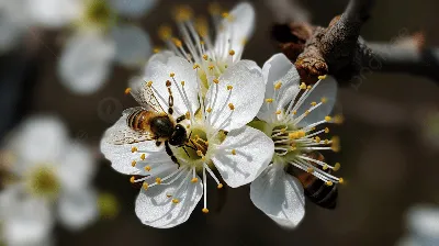 Пчелы на цветах: красота и гармония в единении с природой