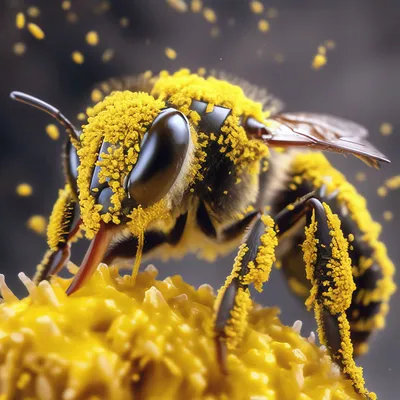 Картинка пчелы с пыльцой в формате PNG для скачивания