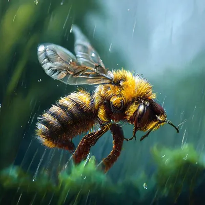 Картинка пчелы с пыльцой в формате PNG в хорошем качестве