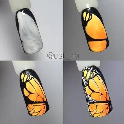 Красочная фотка педикюра бабочкой и выбором формата