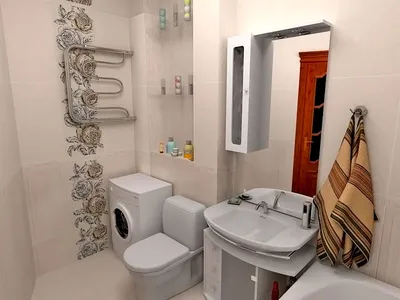 Фото ванной комнаты в панельном доме после перепланировки