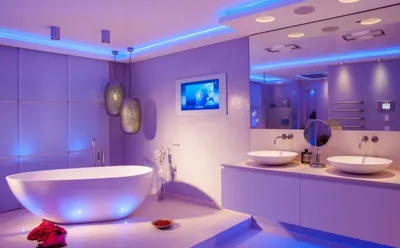 Подсветка в ванной: варианты плафонов на фотографиях