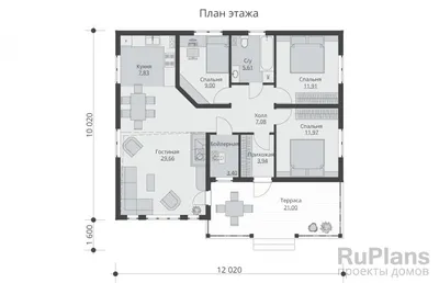 4K фото: Идеальная планировка дома 12x12 с тремя спальнями