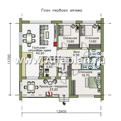 Фон для дома 12x12: планировка с тремя спальнями