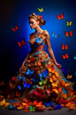 Вдохновляющее изображение платья бабочка - размер XL, формат PNG