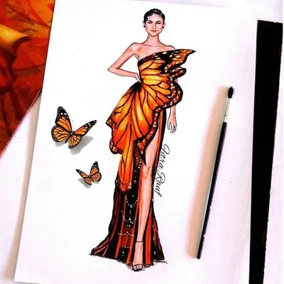 Стильное изображение платья бабочка - размер S, формат WebP