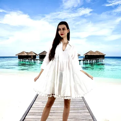 Фото платья для пляжа с асимметричным подолом