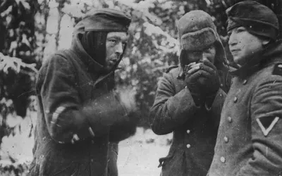 Фото: Пленные немцы в зимнем плену