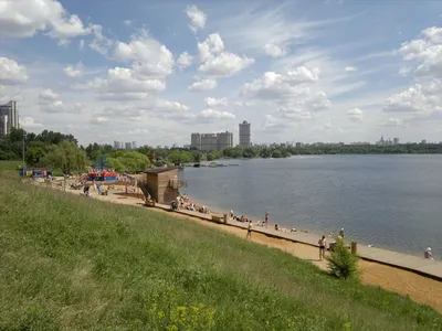 Фото пляжа в Строгино на задний фон