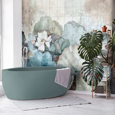 Плитка для ванны: фото с романтическими узорами